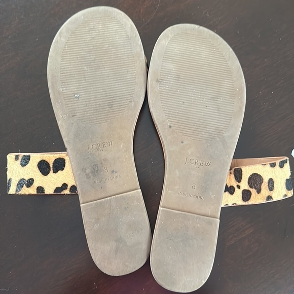J. Crew Factory Calf Hair Leopard Print Sandals Size 8 Preppy Animal Print Chic - Picture 8 of 9